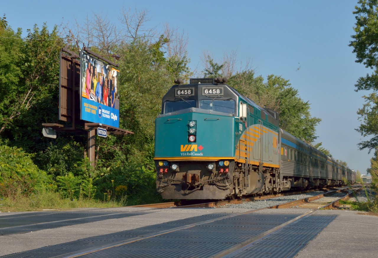 While the Humber River Bridge along the Oakville Sub is replaced during the coming weekends, all trains are detouring over the short Metrolinx Canpa Sub.  About every 20-30 minutes a few GO/VIA trains or equipment moves to/from Union pass by (plus of course Amtrak/VIA 97/98).  Here, VIA 70 with 913 on the point has the equipment for VIA 85 tacked on the rear; seen above with VIA 6458 trailing for the short trip over to Union Station.