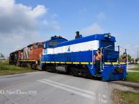 The IOX job in Sarnia had an interesting unit on it today as they return from the VIP yard. I'm not sure why they took NOVA 902 today but it's rare to see a NOVA switcher in use outside of NOVA property.