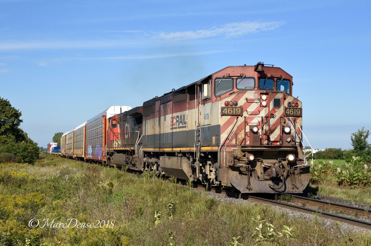 BCOL 4619 leads train 509 out of Sarnia heading for London, ON.