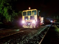 Well all this talk of trackmobiles working on subdivisions that  will be taken over by CN shortly got me thinking. Fortunately I had one working near my location last night.
This GO Rail King G6 has a hold of 6 air dump cars that are being used to provide ballast for a track and switch replacement at Canpa. 
RK320 Cummins QSB Tier 4 Final Engine. Provides up to 46,550 lbs of tractive effort.
Sounds like even trackmobiles are becoming eco friendly.





   