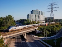 <b>Maple Leaf over Royal York</b> VIA97/AMTK68 crosses over Royal York Rd along with CP Galt Sub, this short detour over the Galt/Canpa Subs is due to the preparation of Humber River bridge replacement. 
