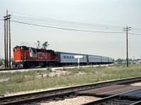 In July 1976, there was a chemical fire near Mimico on the Oakville sub which caused CN train 73 to detour over the Halton sub as a passenger extra (hence the white flags). It arrived a couple of hours late, proceeding past the station to the eastward signals at what was then known as Burlington, then backed up for its station stop before continuing west to London and Windsor(presumably assuming its normal schedule authority. (Unfortunately, I don't have the exact date. Burlington CTC plant was renamed Burlington West when the current GO station opened around 1988.)