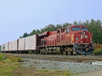 ES44AC CP 8939 carrying a crest honoring the Lord Strathcona's Horse Royal Canadian Armoured Regiment of the Canadian Forces is the rear DP on this southbound freight.