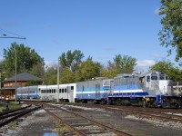 All of Exporail's preserved AMT equipment is together by Hays Station: GP9 AMT 1311, generator car AMT 603 and coaches AMT 1101 & AMT 827.