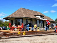 The station formerly known as "Burlington West' to the current generation of train enthusiasts had an Open House on Saturday Sept 29th which was well attended. An energetic and ambitious group of dedicated volunteers has restored this old landmark to most beautiful standards of the bygone days. The building was moved from along the CN main to its nearby permanent location on Fairview Av next to the Fire Hall a few years ago and the transformation to original appearance is marvellous. This is not just a plug for the group by the photographer, :o) but an honest opinion that the effort put in by the railroad group was much more over the top than ever expected.  Next Open House tentative Oct 13th in conjunction with the adjacent Fire Hall. Well worth the visit. Future plans are to lay more track in out back and hopefully come into possession of a steam engine and it's tender behind, and perhaps a caboose to further enhance the desirability of this overall project as a place to visit in Burlington. Stay tuned !!