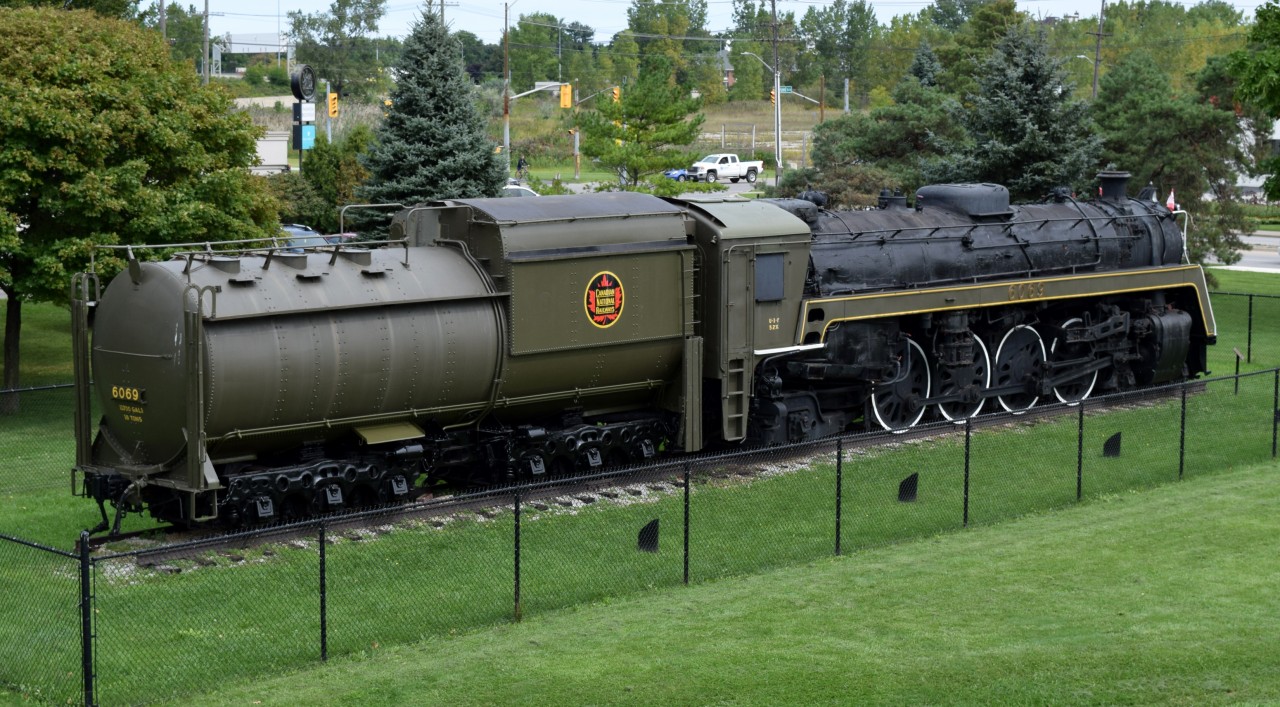 One of three surviving "Bullet Nose Betty" 4-8-2 Mountains.  6069 is well displayed with fresh paint and regular maintenance.  She sits along a live spur track and is illuminated in a populated area.  Just a beautiful example of her class and design.