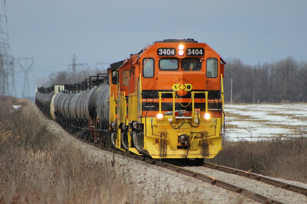 I've always liked these G&W units against a grey sky. Snow would threaten all day as I 'chased' these guys from Garnet to Nanticoke, but it held off.