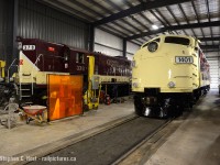 And now there are two: Ontario Southland Railway 6508 now has a matching sister in the OSR's corporate paint scheme. Just days from completion, 1401 is shown without the nose logo and some final details which were not applied in this mid September view. On September 25 (Today) OSR released 1401 to the wild paired with 6508. Expect the flood of fans to converge on Salford in the coming weeks :) Photo taken with permission of OSR but held back until 'release date' by request of the OSR team.