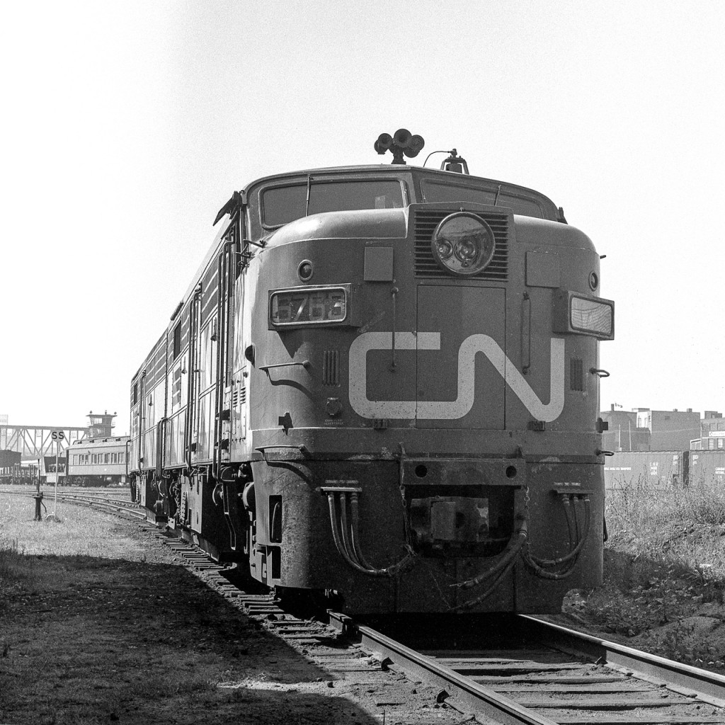 CN 6763 is at the CN Spadina yard engine facility in Toronto on September 13, 1969.