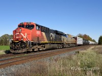 CN 2858 with CREX 1515 cross Stewardson Sideroad west bound heading for Sarnia.