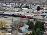 CP nos.5019&2234 are seen switching the CP yard in downtown Ashcroft. The CN tracks can be seen in the upper part of the shot.