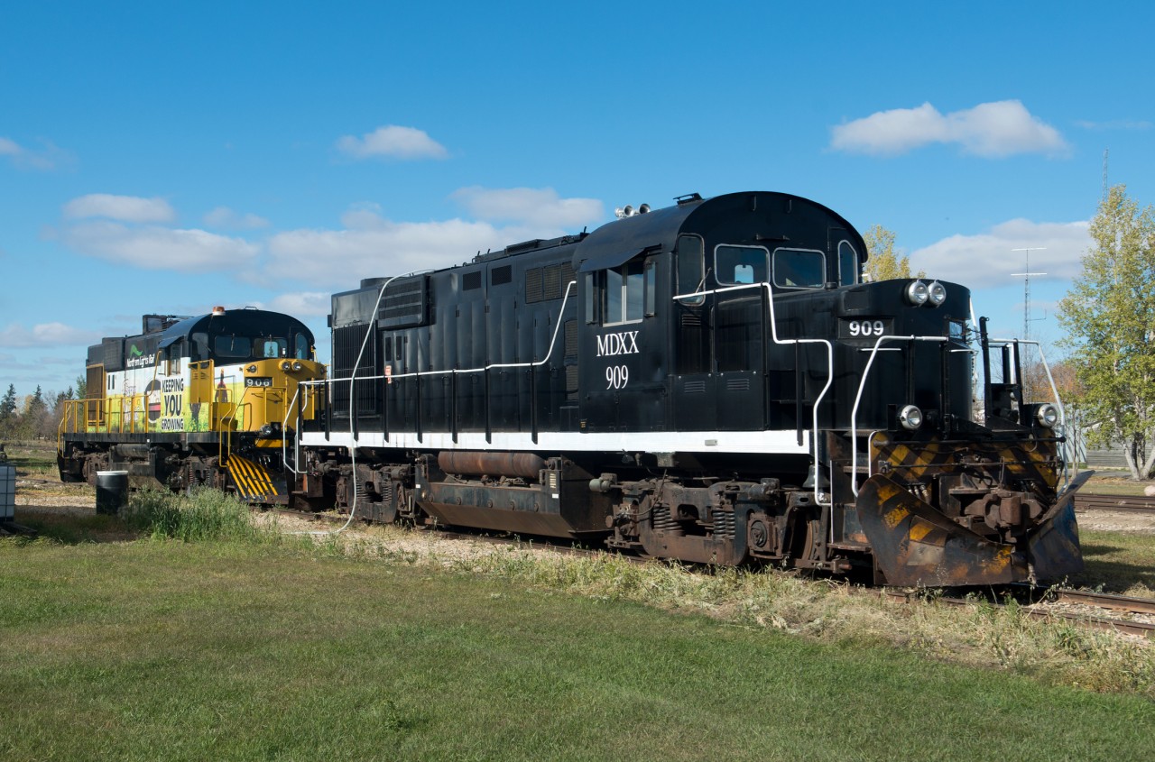 The entire roster of Saskatchewan shortline Northern Lights Railway rests in Kinistino SK