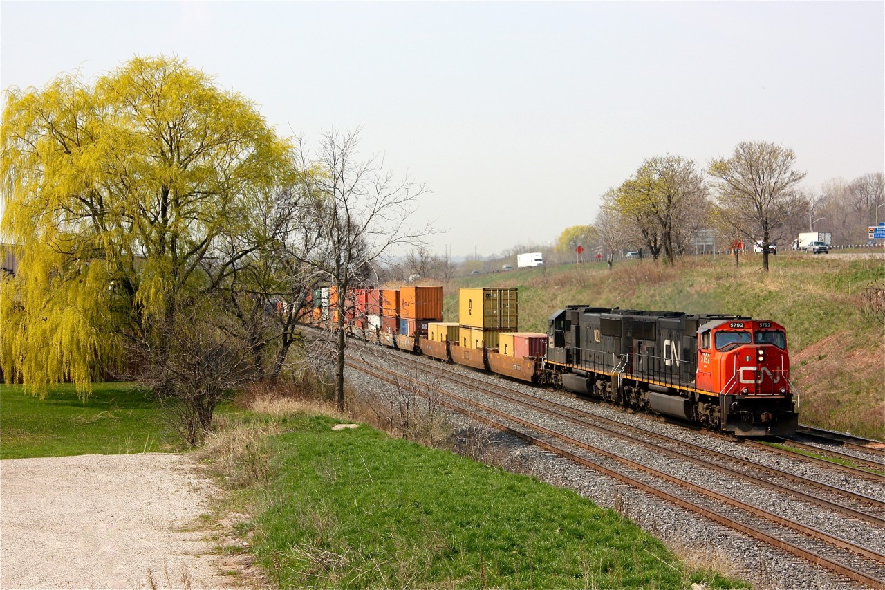 CN train #382 Stanley Yard, Ohio to Toronto with intermodal traffic on head end.