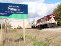It appears business is booming at the potash facility in Putnam. Here we find OSR's St. Thomas bound train working cars at the facility before proceeding to St. Thomas. In the foreground is construction of new service tracks as well as new buildings being built in the background.