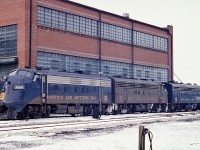 N&W 3661-3657-3667 sit beside the CN Fort Erie shops on a snow covered winter day.  There were several ex-Wabash units that were assigned to the Canadian division.  These units could be seen running through Canfield on the CN.  