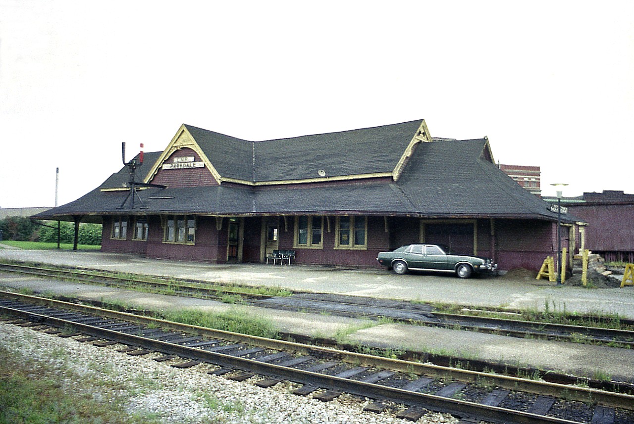 It was rather timely to happen by the CN (and the CP) Parkdale stations in Toronto when I did. It was a matter of days after my stop when CN erected a small hut for the employees and closed the CN station with the intent of demolishing it as soon as possible. However, a 'save the station' group was organized and this resulted in the station, with a lot of effort, being moved from its location at Dufferin & Queen down to a new location at King & Roncesvalles where the old Sunnyside station once stood until CN razed it around 1960. The move was completed the first weekend of February 1977.  There it stood awaiting restorations in hopes of turning it into a museum. Unfortunately the hopes and dreams were shortlived. Vandals got ahold of it, and burned it to the ground not long after. More lost Toronto history.