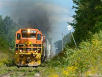 Hammer down: Engr. Snook has SLA 3806 firmly in his control as the boys head back to Kitchener making every effort to get up to the mile a minute track speed of the Guelph subdivision. And boy do they ever succeed in the straightaway between Hanlon and Breslau: The action here is always nothing short of awesome. Hats off to the GEXR boys who continue to run a great show and display some great railroading in 2018. Not many places you can find a former GP40X (Now classed GP40-3) in service..