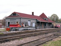 The old Renfrew CN station. It is gone now, although I have no information on its' demise. The track is all gone as well; the line from Renfrew westward to Whitney (old OAPS) abandoned in 1983 and eastward to Arnprior in 1989.
