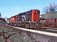 A sunny day at Bayview. Passenger train east bound off the Dundas subdivision. I think this would be train 142.