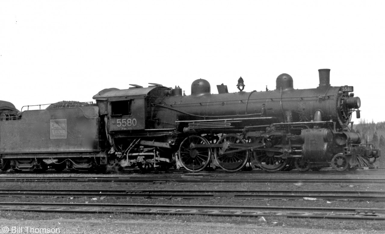 CN Pacific 5580 (a K3b originally built by the GTR in 1911) waits to leave Goderich for Stratford in 1958.
