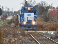 GEXR 582 heads up to North Guelph with 2 of 5 GMTX units currently on the property. GEXR 580 brought the two GMTX units from Kitchener and swapped out RLK 4095 in Guelph (582's power that ran North from Cambridge). After working XV yard and Shantz Station, 580 brought 70 cars back to Kitchener. It's looking more like a GATX takeover than anything...