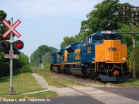 Celebrating GEXR's Guelph sub - A typical light power Sunday move but for the first time a pair of CSX SD70ACe's testing solo - the first EMD test units ran the day prior. Normally through around noon-1 PM, 432 was through at 1042 on this typically hazy summer day.