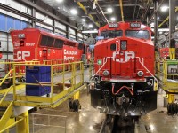 SD30eco and newly built AC4400CWM pose together in the shop.                                                                             