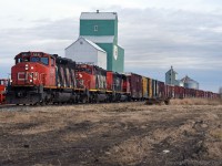 A trio of SD40-2W's (5321, 5279, 5325) pass a surviving grain elevator in Mayerthorpe, AB, working westbound with 515's train to Whitecourt. For me, it's hard to believe that such as shot is still possible in 2018. 1538hrs.