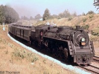 CN Northern 6240 (a U2h built by MLW in August 1943, scrapped July 1961) leads a westbound passenger train through Scarborough in 1955.