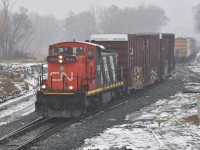 CN L540 drops 4 cars in the North siding for L542 then will continue East to Acton