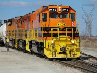 2117 is on point as three 4-axle units work the yard in Garnet on a beautiful early spring day. 3403 had recently been sent to the GEXR, 3404 had been sent to Railcare in Hamilton a couple of days prior, and 6908 was still a little ways away from joining the fray - making for a brief window with no 6-axle units kicking around Garnet during this particular era of SOR. The previous day saw just the two trailing units pictured here (2111 and 3049) working the yard long hood forward.