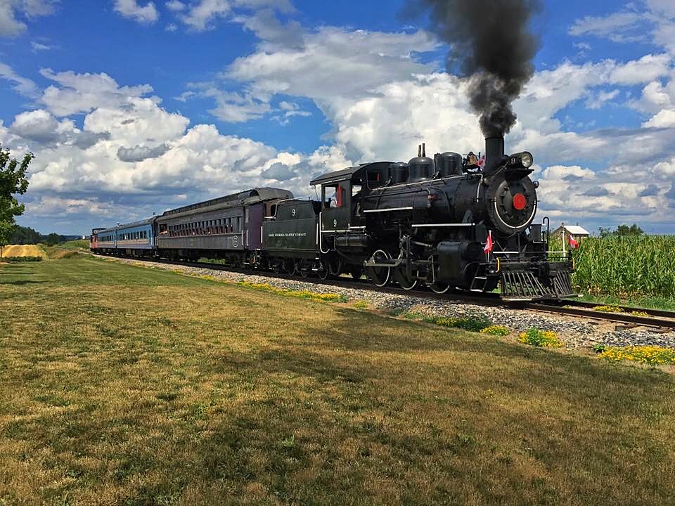 Gorgeous day for a Steam Excursion on the Waterloo Central Railway. ETR #9 looked and sounded great! Putting the coal to her in this first run-by.