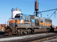 Former Boston & Maine GP40-2 CP 4652 (Patches) parked on the east side of the old Agincourt sanding facility.