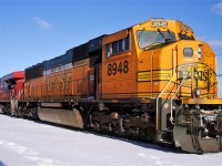 BNSF SD70MAC trailing out of Agincourt's east end.