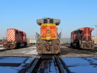 BNSF C44-9W 4941 CP SD40-2 6024 and AC4400 9625 all have there rears facing west towards the shop.