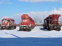 A trio of units at the east end bask in the sunshine after the previous day's snowstorm. 
