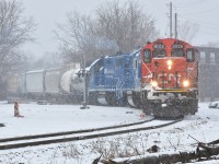 Built as CN 4526 in 1956, this last remaining 4000 series GP9RM toughs out the conditions while lifting XV yard. Whether this is a one time weekend event or not, the power sets of 568 and 540 seemed to have switched jobs