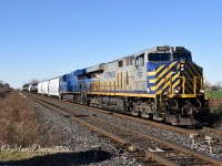 A couple of leasers CREX 1503 and GECX 204 lead train 394 east out of Sarnia at Telfer Sideroad.