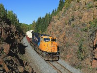 Train 308 passes through the rock cut near Boston Creek as it makes its way back to Englehart on a lovely autumn afternoon.