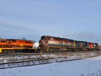 After leading Q148 the previous day, we see M38531 22 with BCOL 4611, GECX 7315, and CN 2117 leading 135 cars.


RLHH 3404 was awaiting pickup by A435, for transit to North Bay, ON
