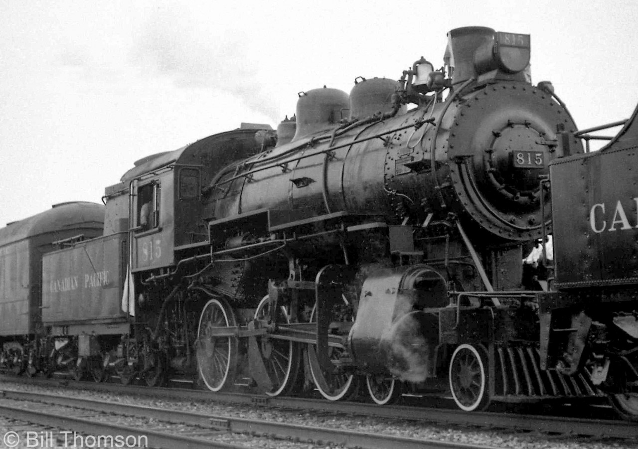 CPR D10e 815 (a 4-6-0 built by MLW in 1908) poses at Cooksville while operating on a fantrip with CPR 136 on April 30th 1960. Few photos were taken of 815 by itself - it was usually trailing, and 136 was typically the star of the show. 

Photo of 136 at Cooksville from the same trip: http://www.railpictures.ca/?attachment_id=34440