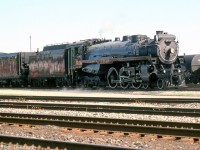 Canadian Pacific H1b Hudson 2816 (the "Empress"), is seen at Smiths Falls Ontario during her 2004 visit out east. 2816 had made two trips east from her usual home in Calgary in 2003 and 2004, but hasn't been back since.