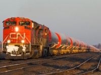 CN L307 approaches Paris West with a train of windmill towers on a nice and sunny January evening.  Thanks to a timely heads up from Jimmy G, I was able to plan accordingly on my drive home for a rendezvous where I could show the uniqueness of this train.