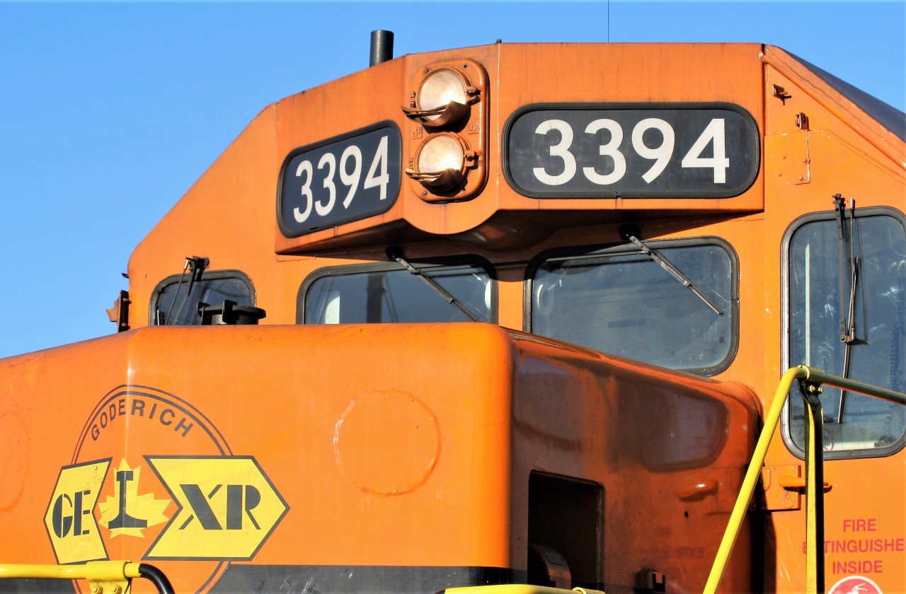 During its final winter operating on the Guelph Subdivision, Goderich-Exeter Railway SD40-2 3394 is ready to chase the setting sun towards Stratford as it completes its work at Kitchener. The consist included; GEXR 3394, GEXR 2073, GEXR 3054 and QGRY 2008.