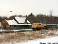 Bill, Arnold, and station fans I don't have good news - Bill just last week posted <a href=http://www.railpictures.ca/?attachment_id=35934 target=_blank>This great shot</a> of Ingersoll GT station in the final years of it's heyday, I'm going to guess in the 80's or early 90's the large GT built Ingersoll station was traded for the shack to the east, and once CN MOW forces abandoned this building in the mid 2000's, and CN crews stopped calling out of the portable placed to replace the station (Around 2010 when OSR took over CN CAMI runs) this only accelerated the rapid decline - the roof has clearly given way and in late December, CN erected this fence around the building. An image speaks loudly and I waited for VIA 72 to pass by, thankful I could photograph VIA's latest scheme by this old girl one last time. I won't hold my breath to see how long into 2019 this structure survives. There were rumours coming out of Ingersoll a brewery/brewpub wanted to move/save it - still not too late but it'll probably have to be moved brick by brick. The interest in this building by the locals was rather tepid.