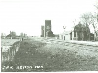 Several years ago, I asked the late Lawrence Stuckey if he had any steam era photos of Reston, my mom's home town.  He hadn't taken any but one of his wife's relatives, who lived in Nebraska, always stopped in Reston on his way to Brandon.  This photo shows the Reston station,  looking west.  The town had a small yard because the mixed trains would branch off at the far end of town onto the Reston sub which went to Wolsely, Saskatchewan.  As a kid in the early sixties, I'd hang around waiting to see if the weekly wayfreight to Arcola was coming through.  The crew always stopped the waycar by the station and unloaded LCL, mostly empty cream cans (that stunk to high heaven).  The track closest to the camera was a long passing siding.  The wye for the Reston sub was located by the coal tower in the distance.  Mr. Stuckey gave these to me and kindly gave me written permission to do whatever I wanted to do with them.  Hope you all enjoy them (there are two more to come)