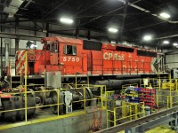 SD40-2 5750 on the traction motor change out table. This SD is currently in storage.