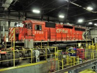 SD40-2 5750 on the traction motor change out table. This SD is currently in storage.
