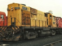 Ontario Southland Alco RS18u coupled to a CP RS18u at Agincourt yard on a dreary summer morning.