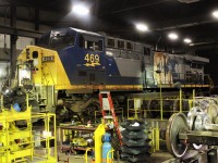 Fire damaged CSX AC44CW that was purchased by CP is getting it's usable parts harvested starting with the AC traction motors.